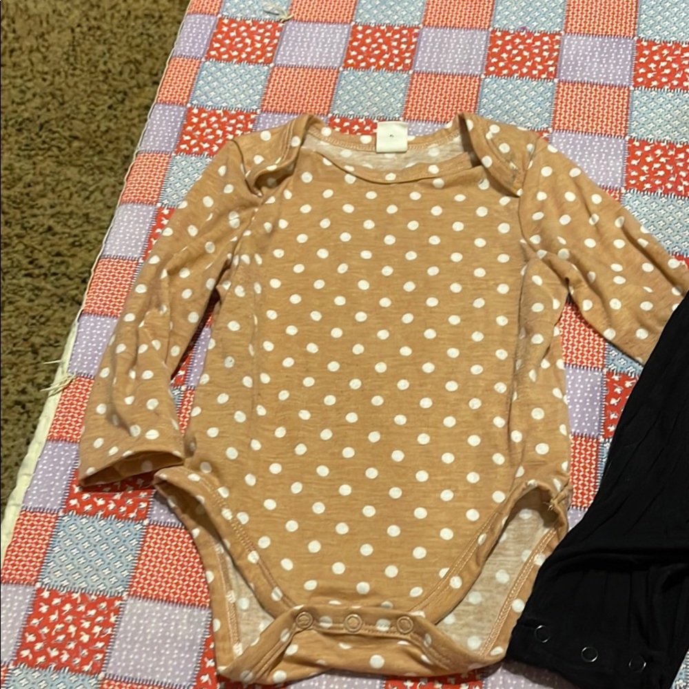 Polka Dot and Black Long Sleeve Baby Onesies - Picture 2 of 5